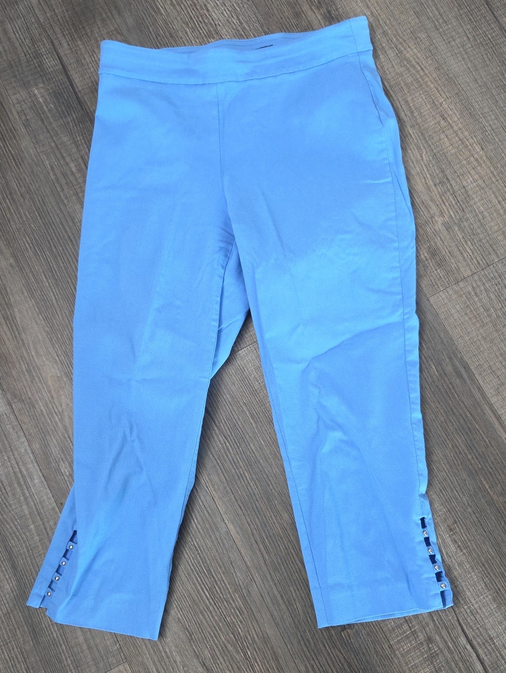Counterparts Bright Blue Capri Pants with Side Stud Buttons